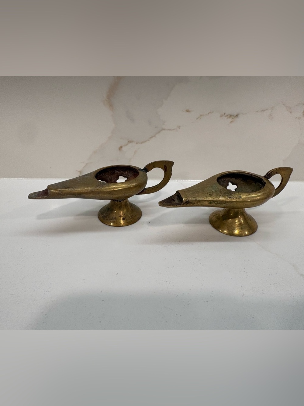 Brass Decorative Miniature Set of 2 Antique-Style Decorative Accent - incense